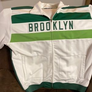 Mitchell & Ness Brooklyn White and Green Jacket 3XL